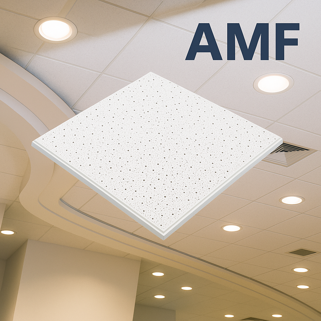 AMF砂面針孔板應用於現代辦公室天花板設計，提升空間美感與聲學效能