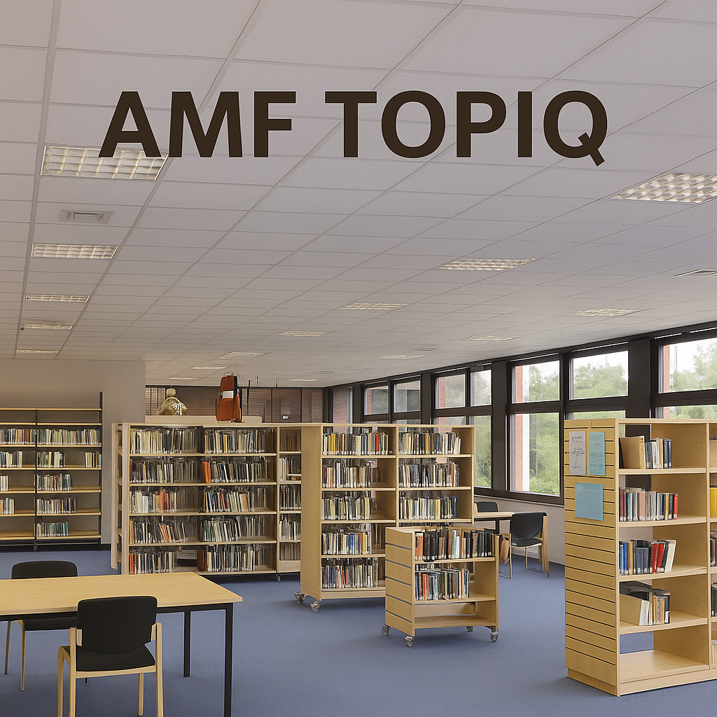 圖書館空間內部搭配 AMF TOPIQ 吸音天花板